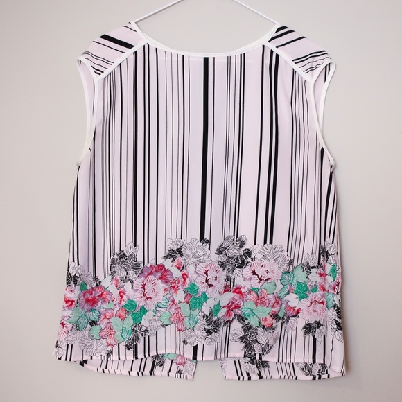 Kenneth Cole Floral Striped Women's Top - Picture 1 of 10
